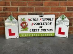 The Motor Schools Association Great Britain Enamel Sign Together With Two Enamel L Plates