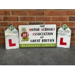 The Motor Schools Association Great Britain Enamel Sign Together With Two Enamel L Plates