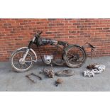 Vintage Motorcycle frame and assorted parts for spares/repair