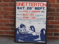 Original Framed 1960's Snetterton Motor Racing Poster