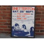 Original Framed 1960's Snetterton Motor Racing Poster