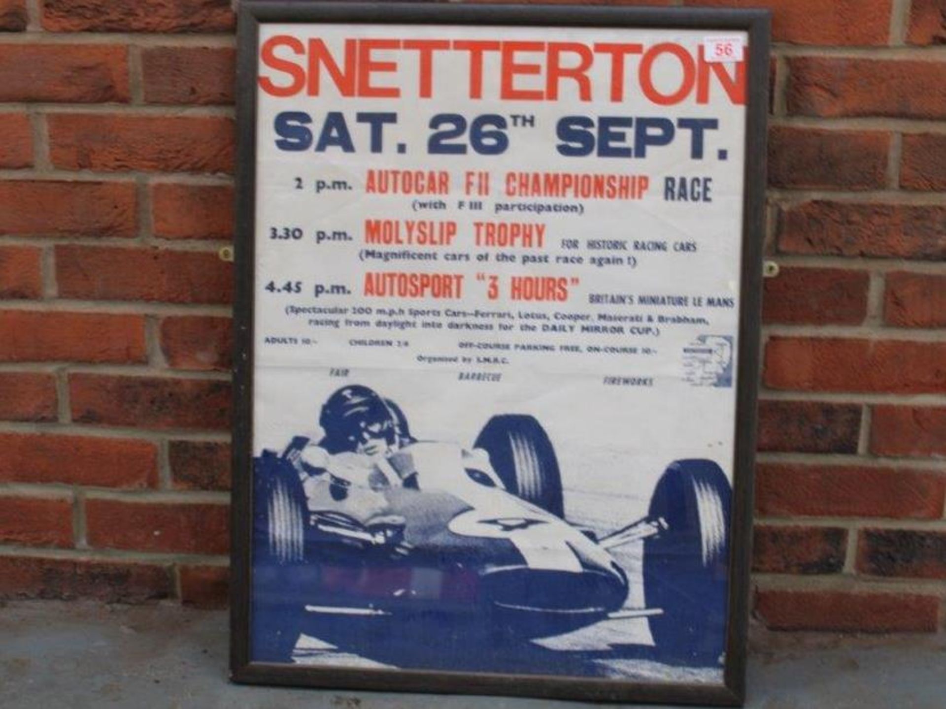 Original Framed 1960's Snetterton Motor Racing Poster