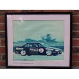 Framed Photograph Of A 1992 Nissan Janspeed Racing Primera Signed