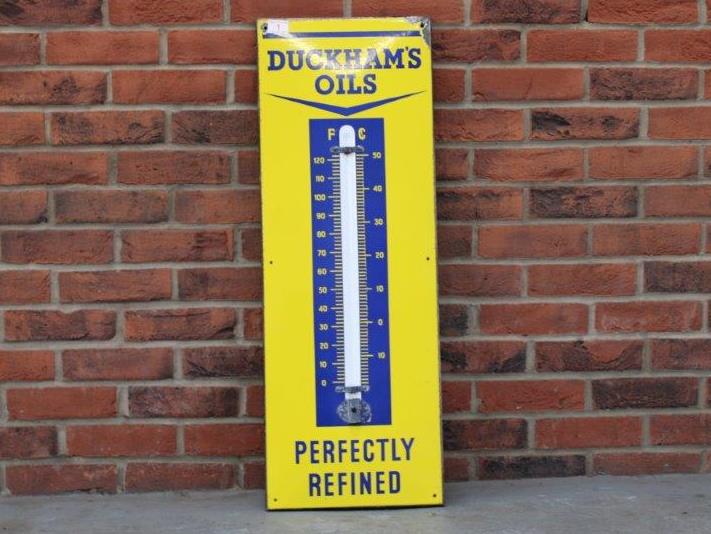 Duckhams Oils Enamel Thermometer Sign