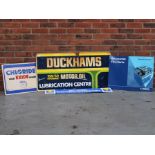 Two Varta Batteries Signs, Chloride With Exide Sign And Duckhams Motor Oil Sign