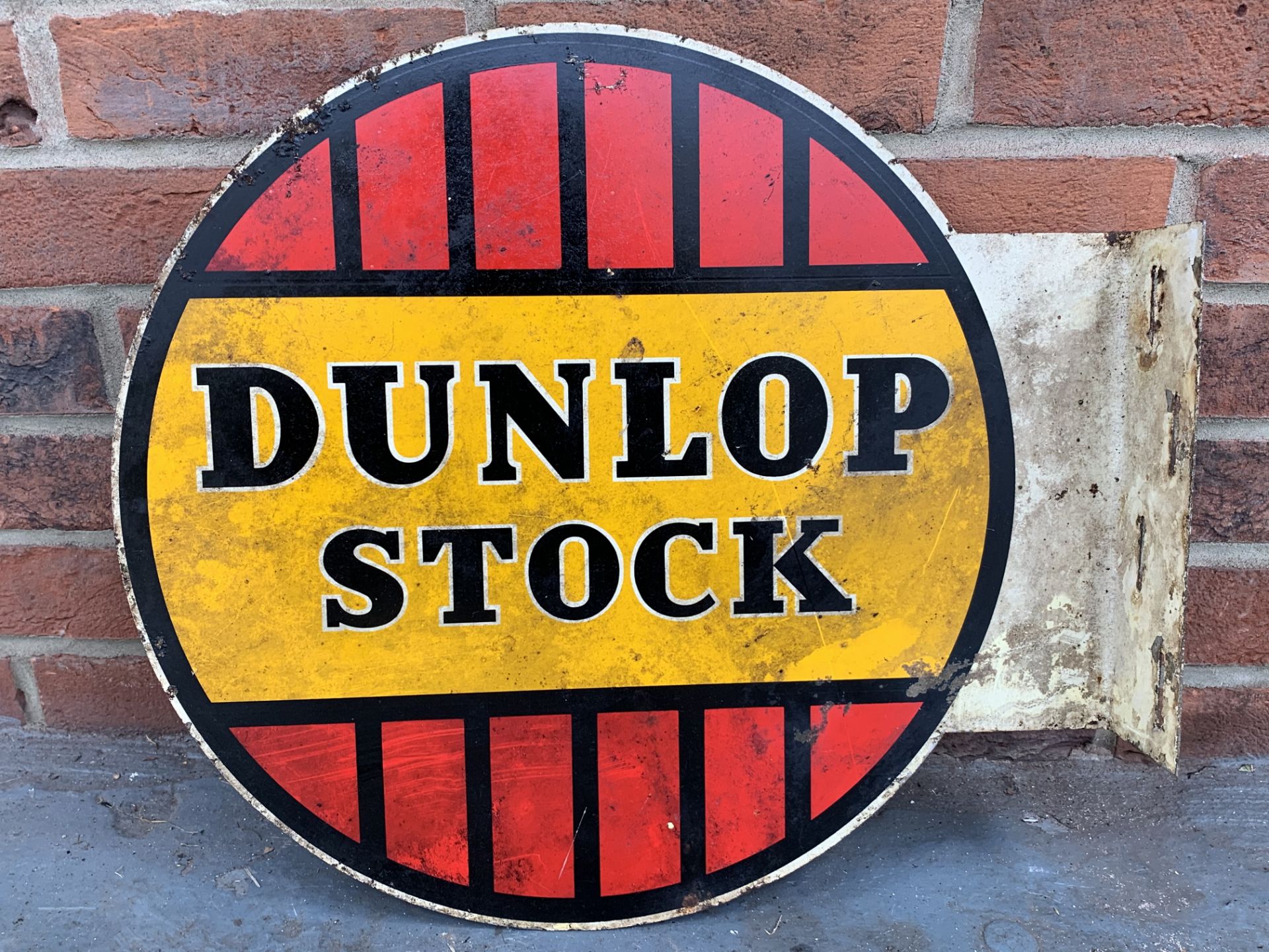 Original Dunlop Stock Metal Flanged Circular Sign