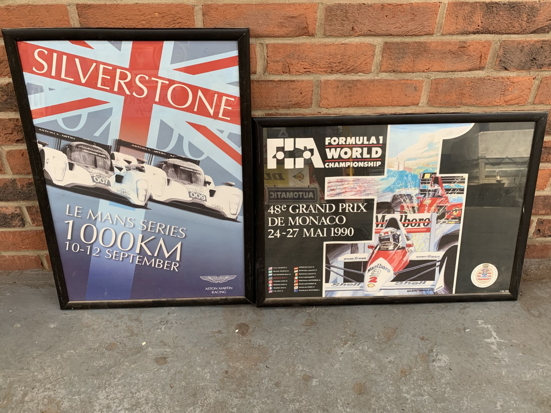 Framed Silverstone Le Mans Series 1000km Poster & 1990 Monaco Grand Prix Poster