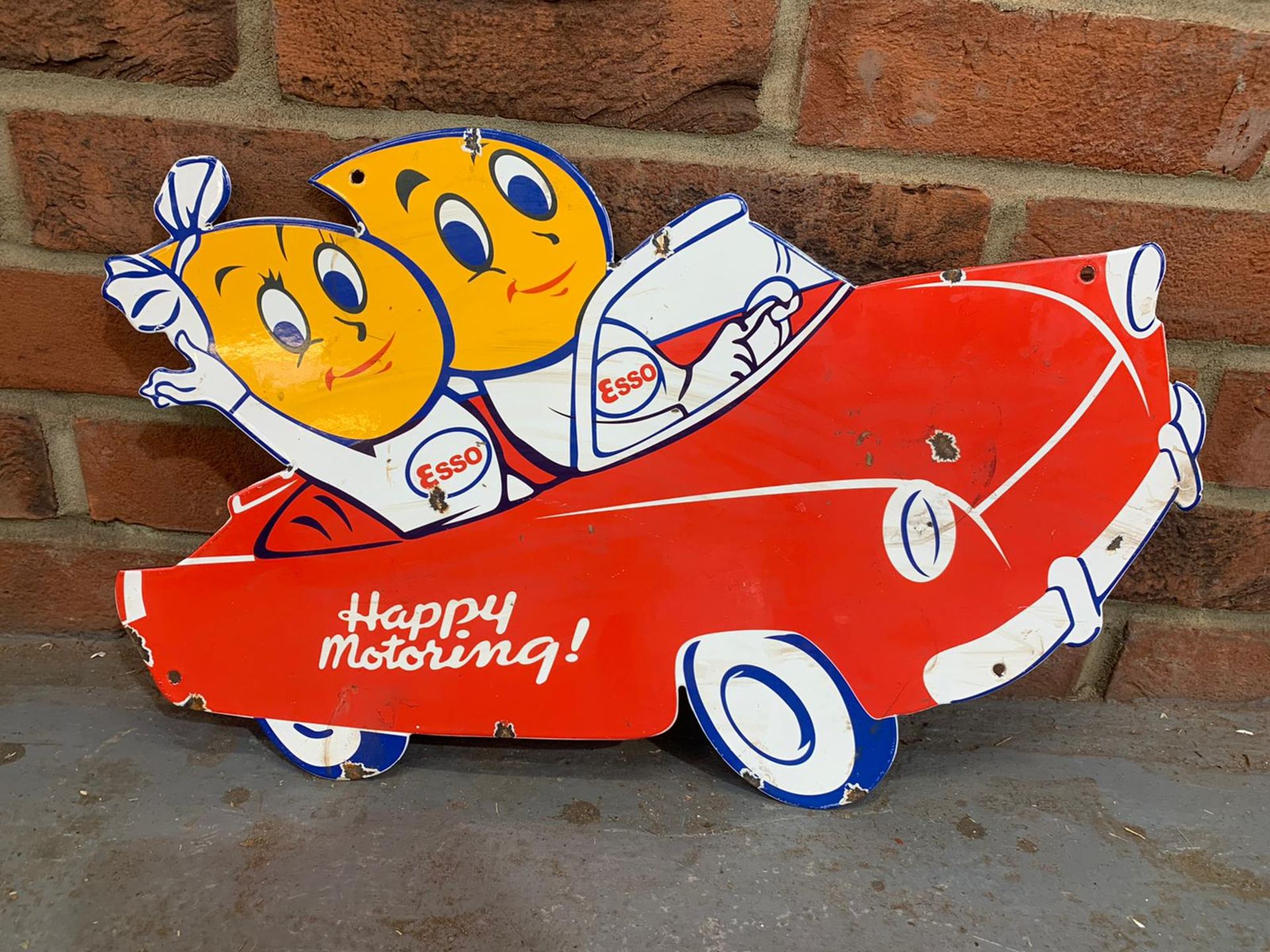 Esso Happy Motoring Enamel Sign