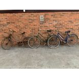 Three Vintage Ladies Bicycles