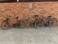 Three Vintage Ladies Bicycles