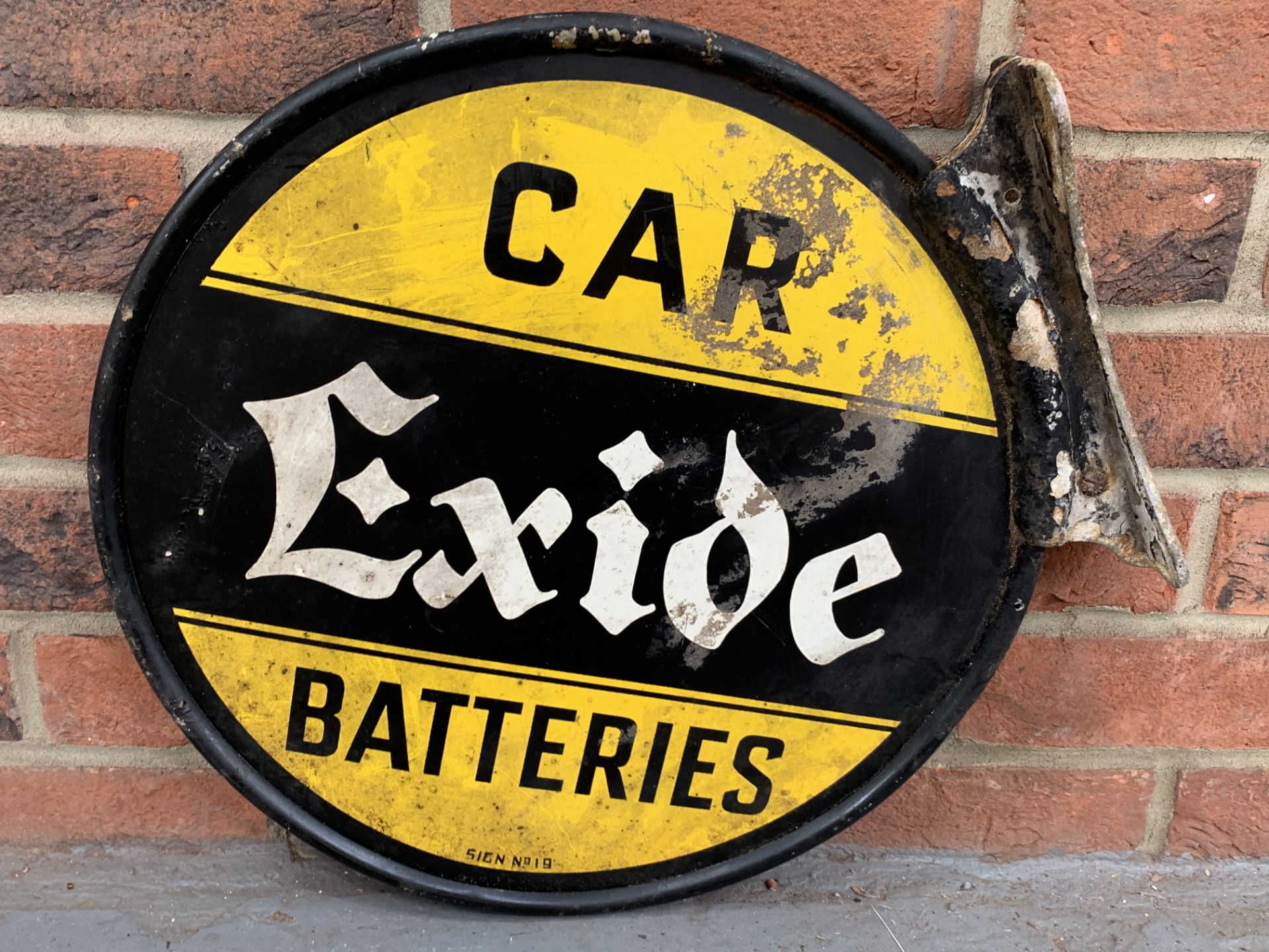 Original Aluminium Flanged Circular Car Exide Batteries" Sign" - Image 2 of 2