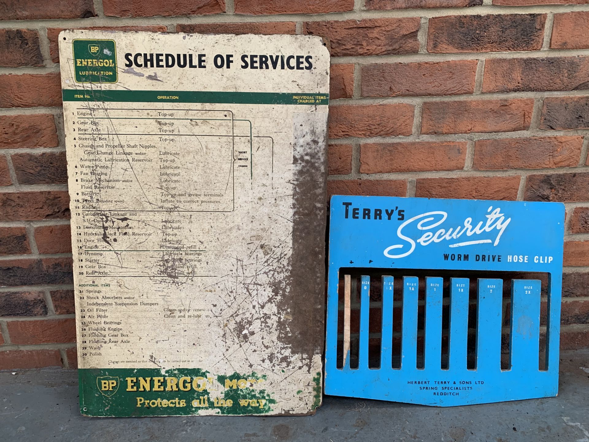 BP Schedule Of Service Board & Terrys Security Worm Drive Hose Clip Board