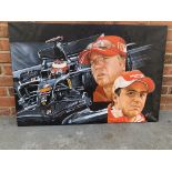Unframed Oil On Canvas Of Ferrari Formula 1 By Craig Warwick