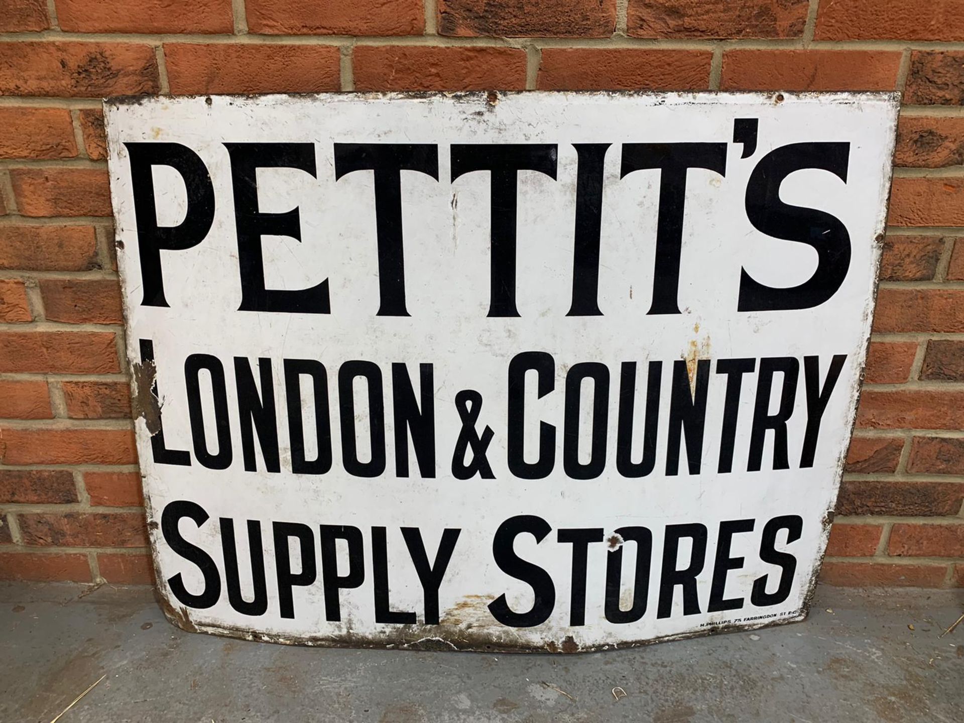 Original Pettits London & Country Supply Store Enamel Sign