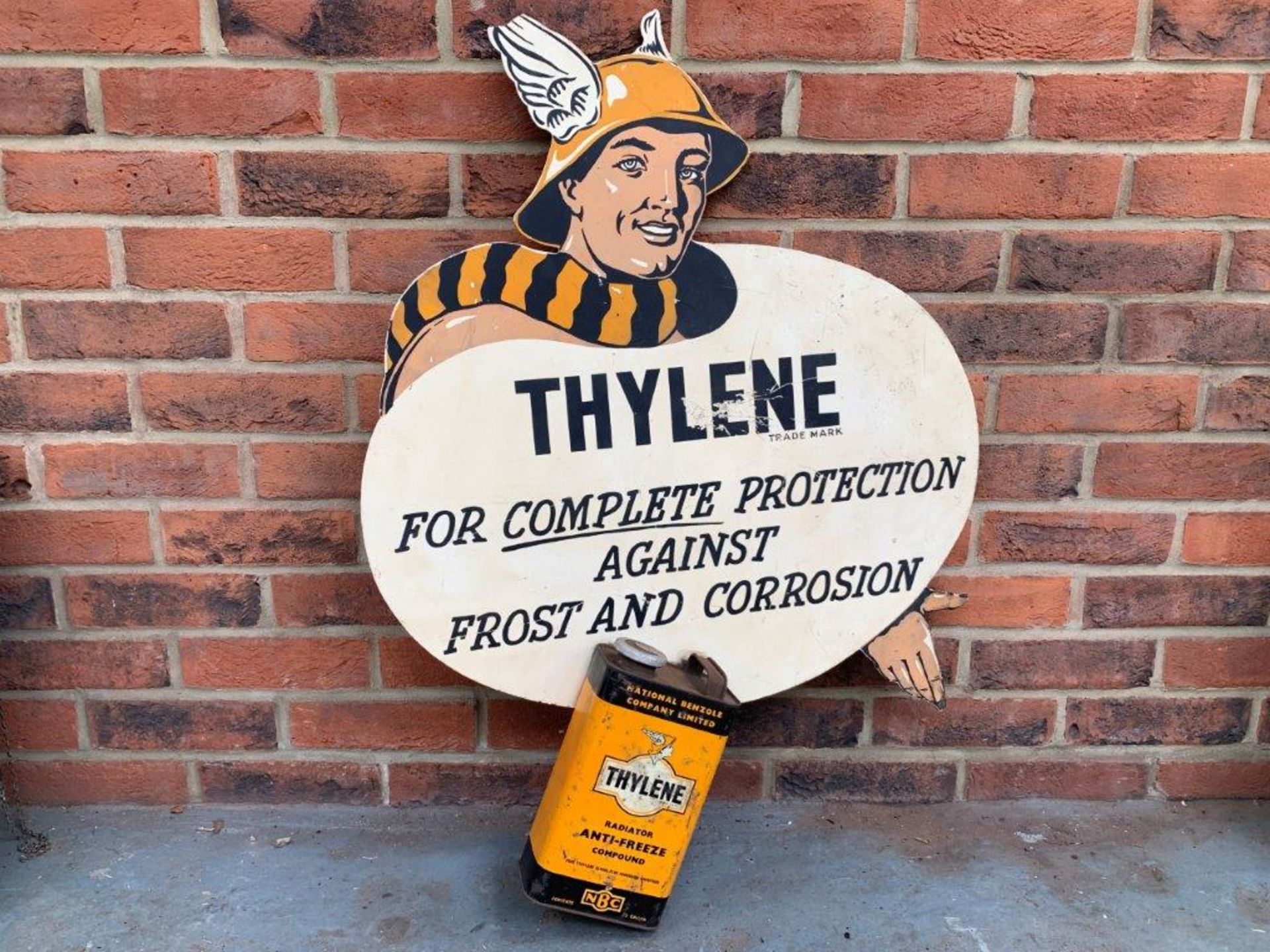 Original Thylene Anti-Freeze Advertising Board & Can