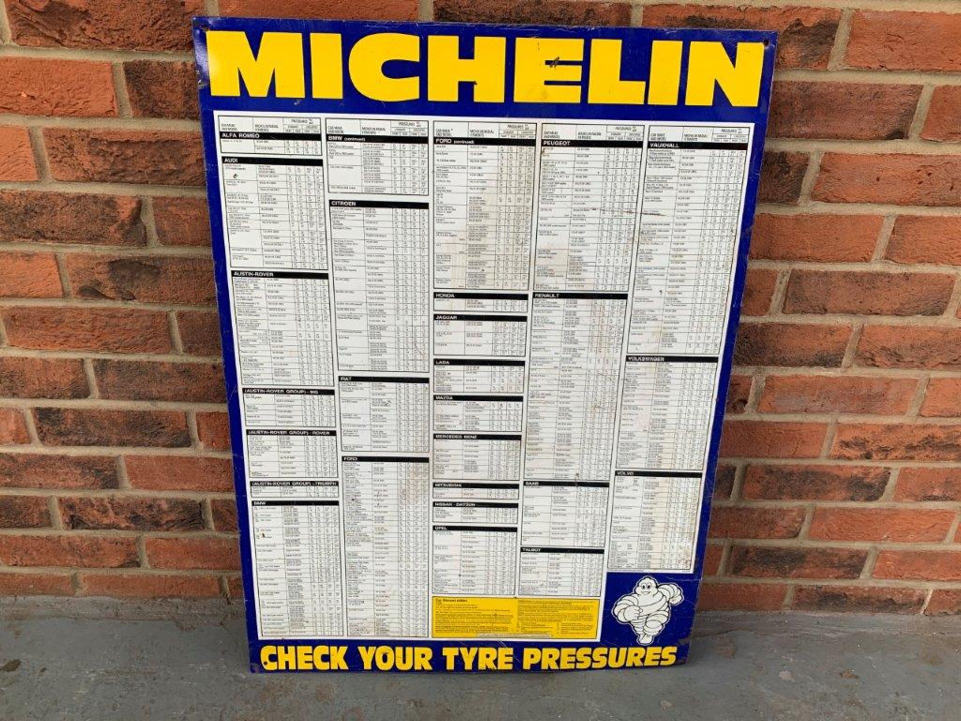 Tin Michelin Tyre Pressure Chart & Recommended Lubricants Chart - Image 2 of 4