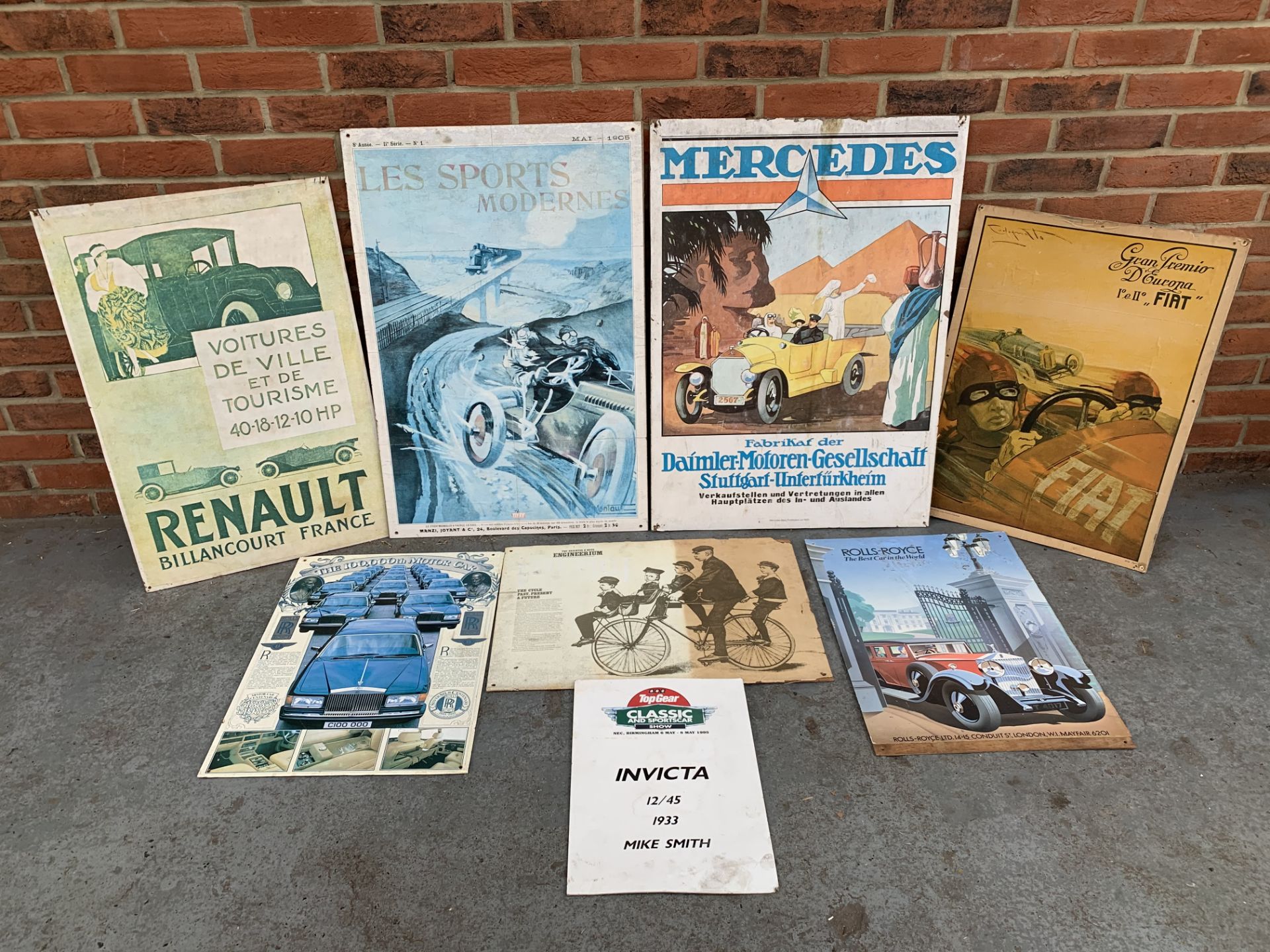 Eight Unframed Motoring Related Pictures On Board