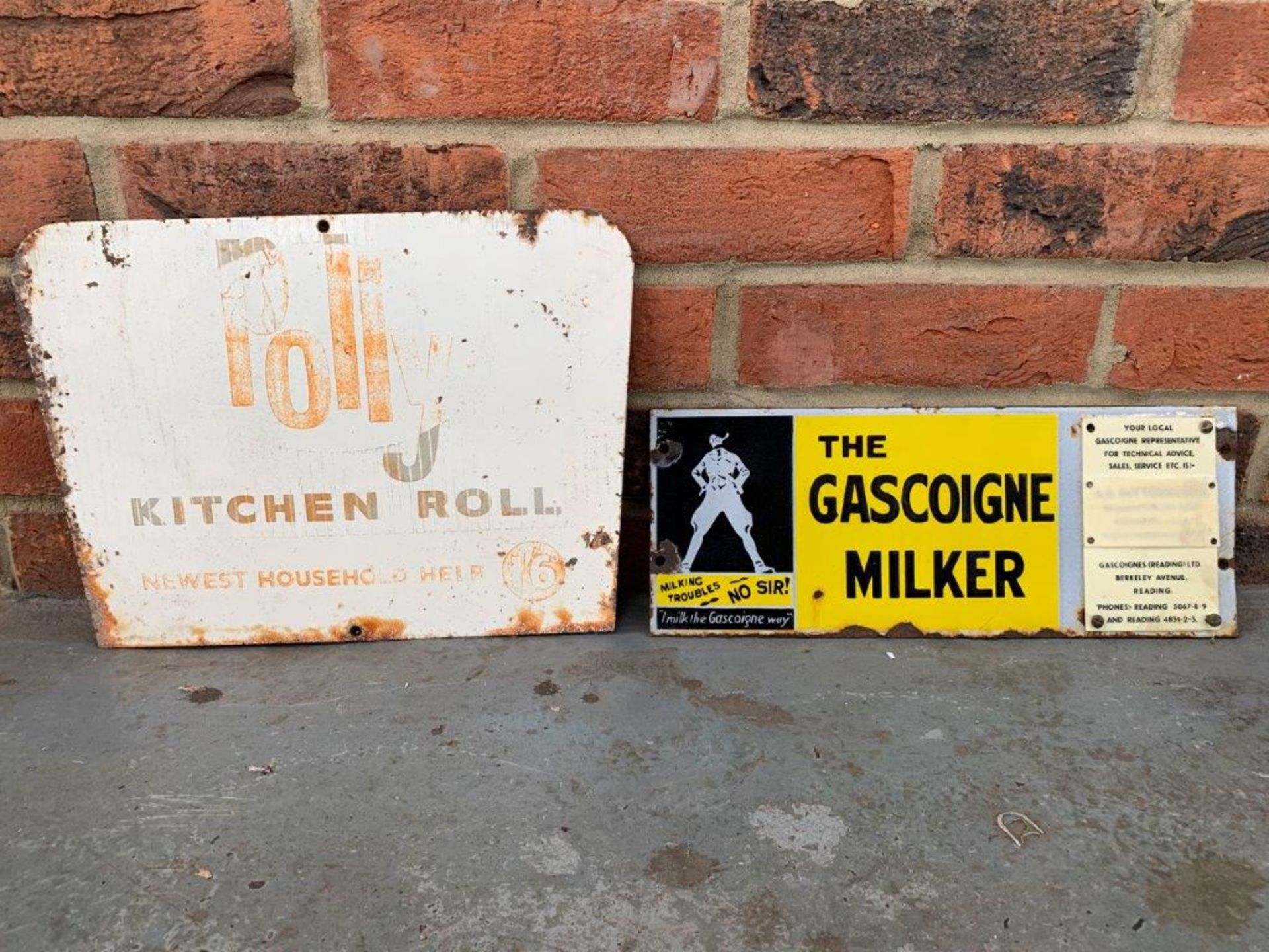 Original Polly Kitchen Roll & The Gascoigne Milker Enamel Sign (2)