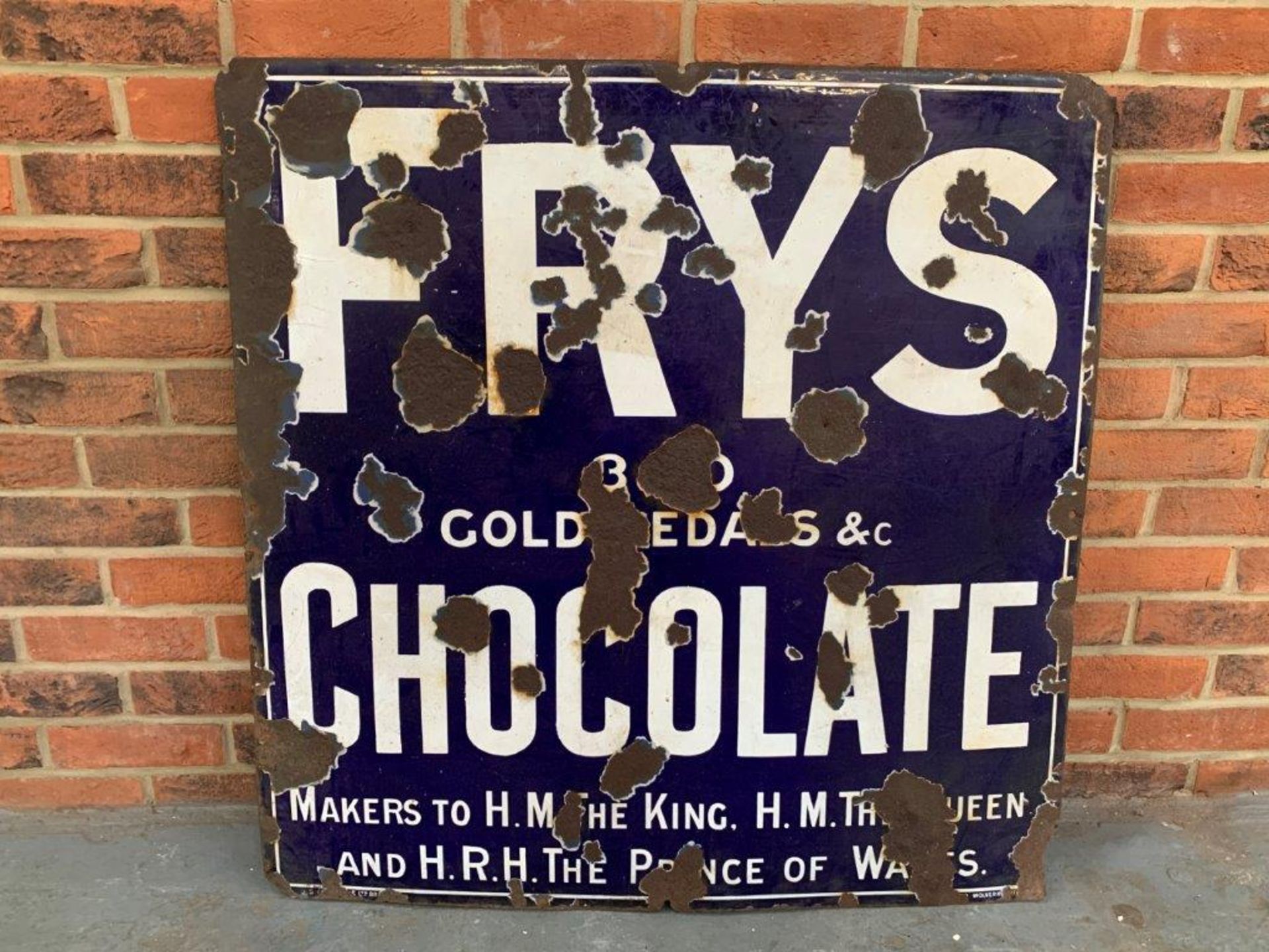Original Fry's Chocolate Enamel Sign
