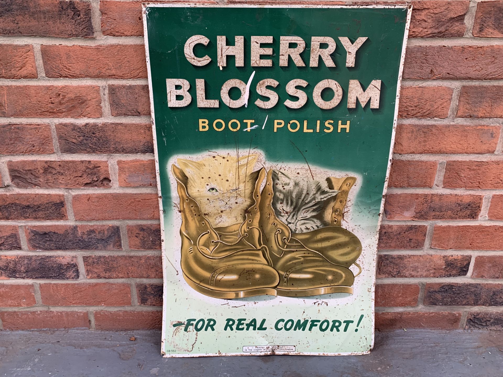 Vintage Tin Cherry Blossom Boot Polish Sign