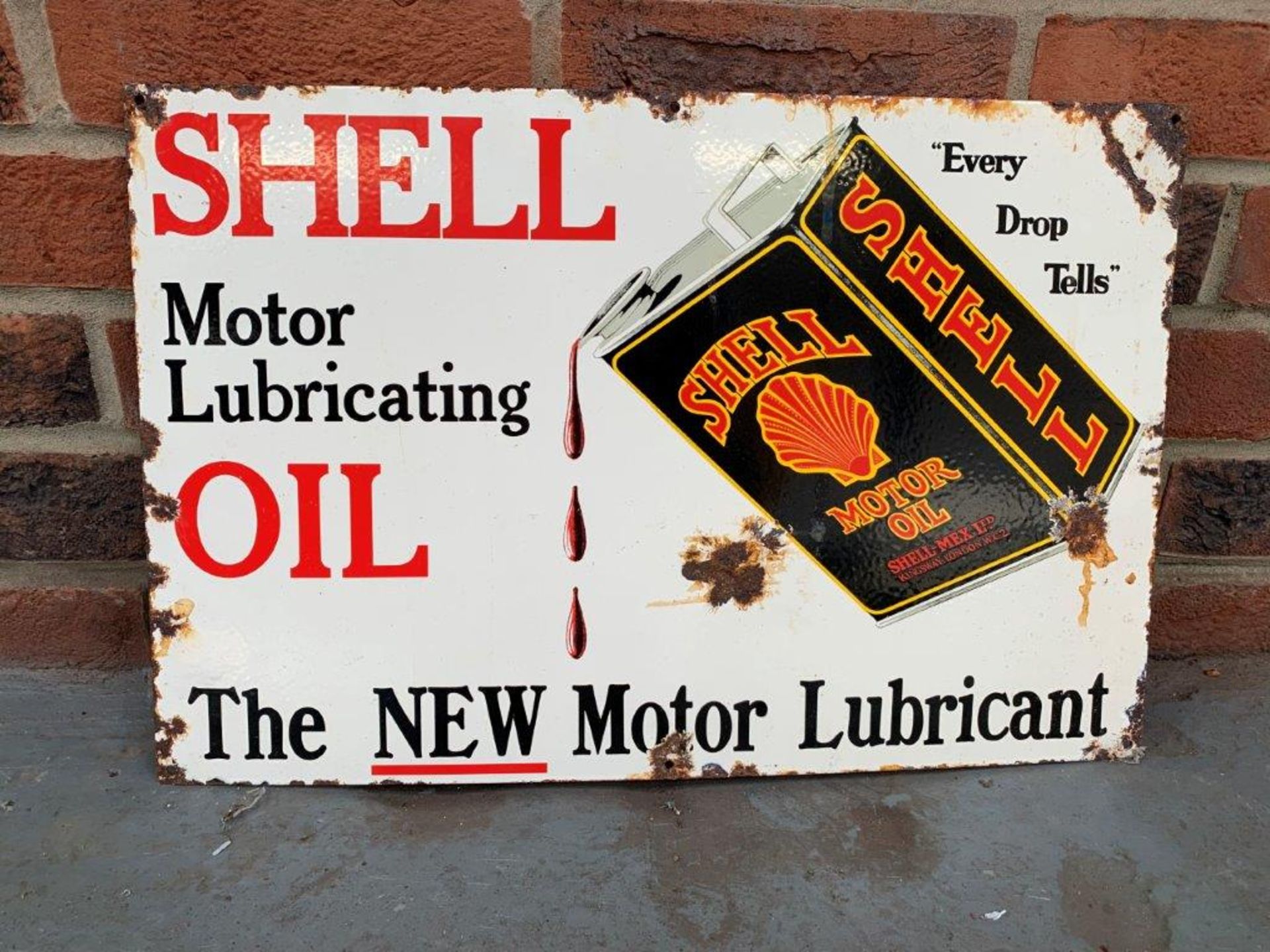 Shell Motor Lubricant Enamel Sign