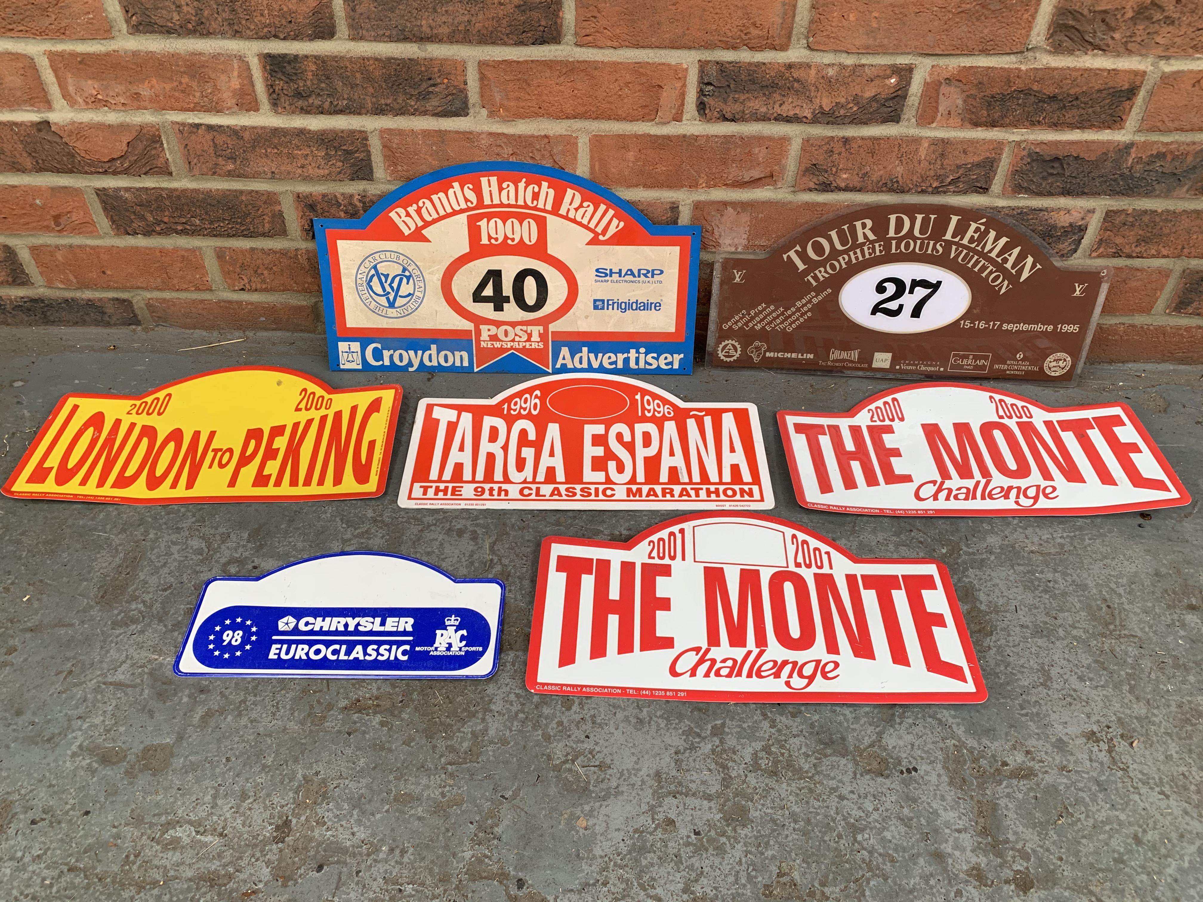 Seven classic Car Rally Plaques