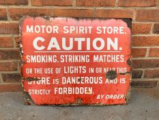 Motor Spirit Store Caution Enamel Sign