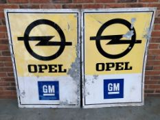 Two Opel GM Aluminium Signs