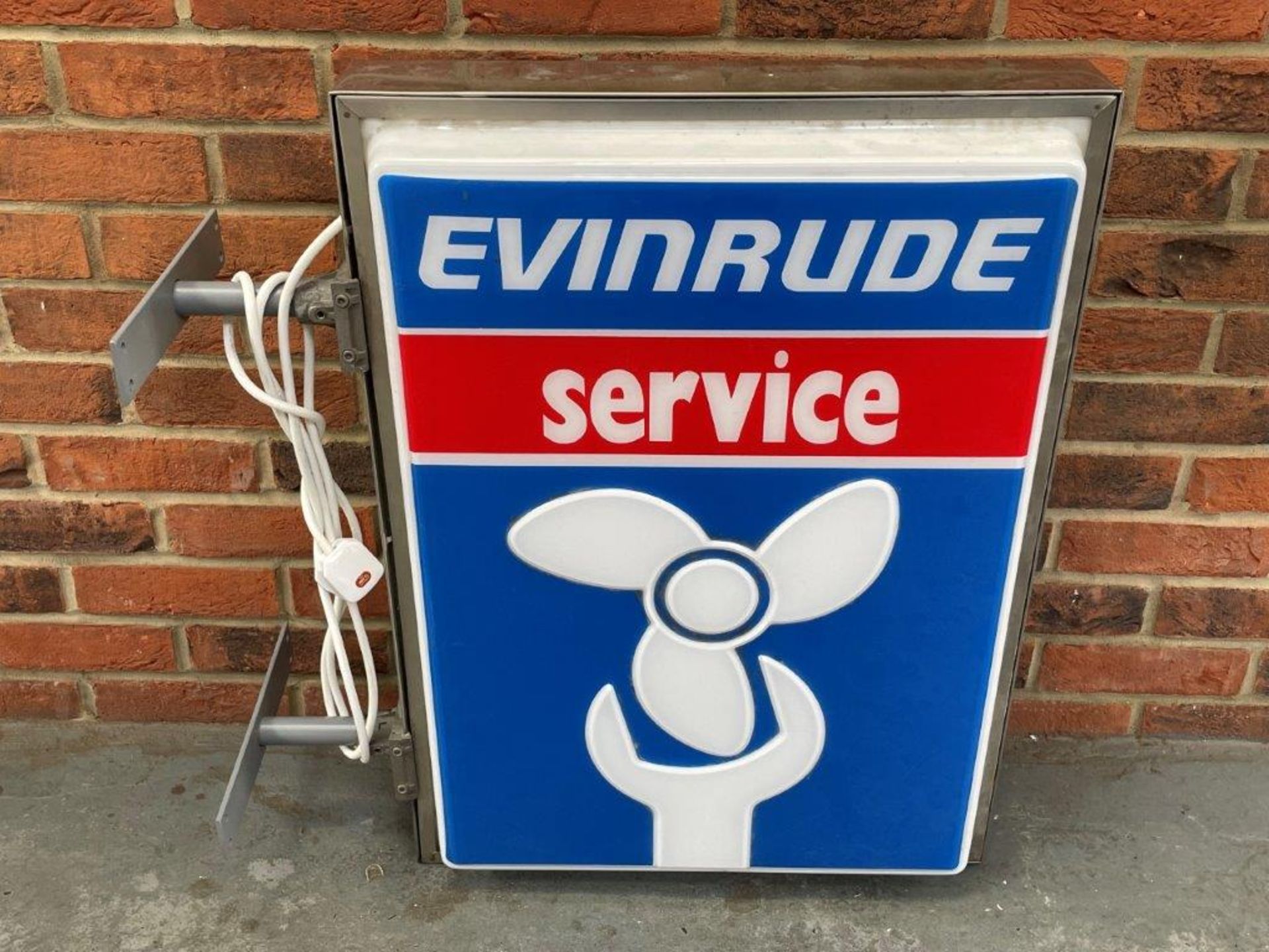 Evinrude Service Double Sided Flanged Illuminated Sign