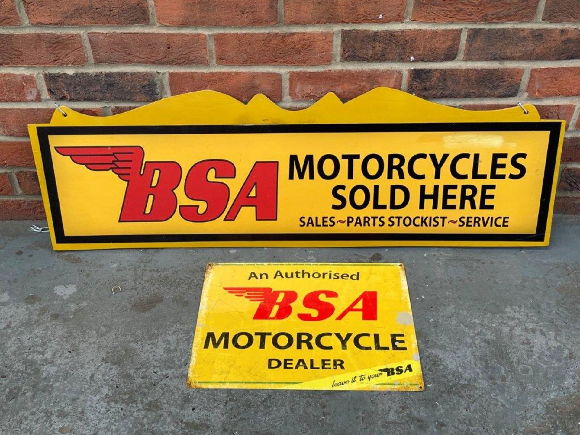Two Modern BSA Motorcycles Sign