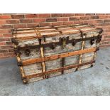 Vintage Wooden Bound Steamer Trunk