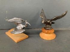 Two Vintage Bird Car Mascots