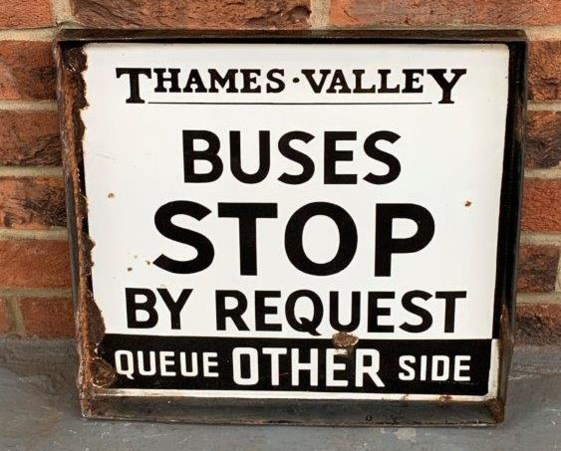 Thames Valley Enamel Sign Buses Stop By Request - Image 2 of 2