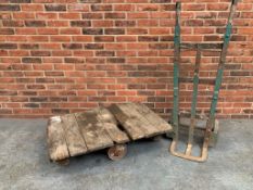 Vintage Trolley With Cast Wheels & Sack Barrow