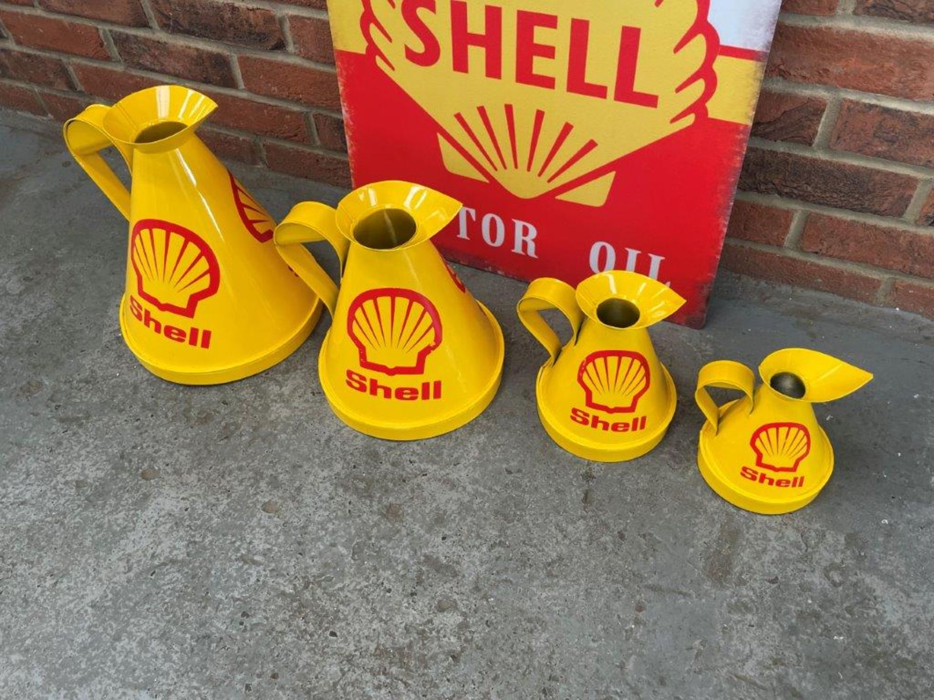 Modern Tin Shell Sign & Four Oil Cans - Image 2 of 2