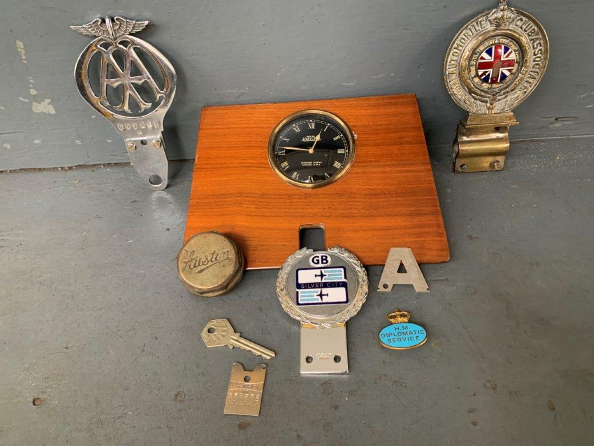 Mixed Lot Car Badges Jaeger Car Clock Etc