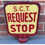 Cast Metal S.C.T Request Stop Post Sign