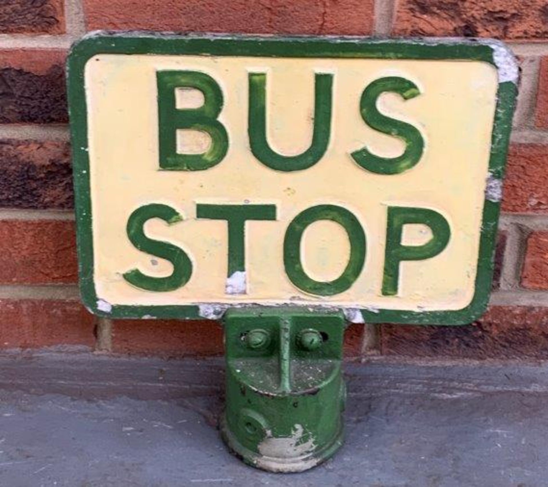 Cast Aluminium Bus Stop Post Sign - Image 2 of 2