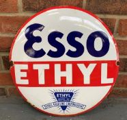 Circular Esso Ethyl Enamel Sign