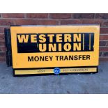 Western Union Double Sided Illuminated Flanged Sign