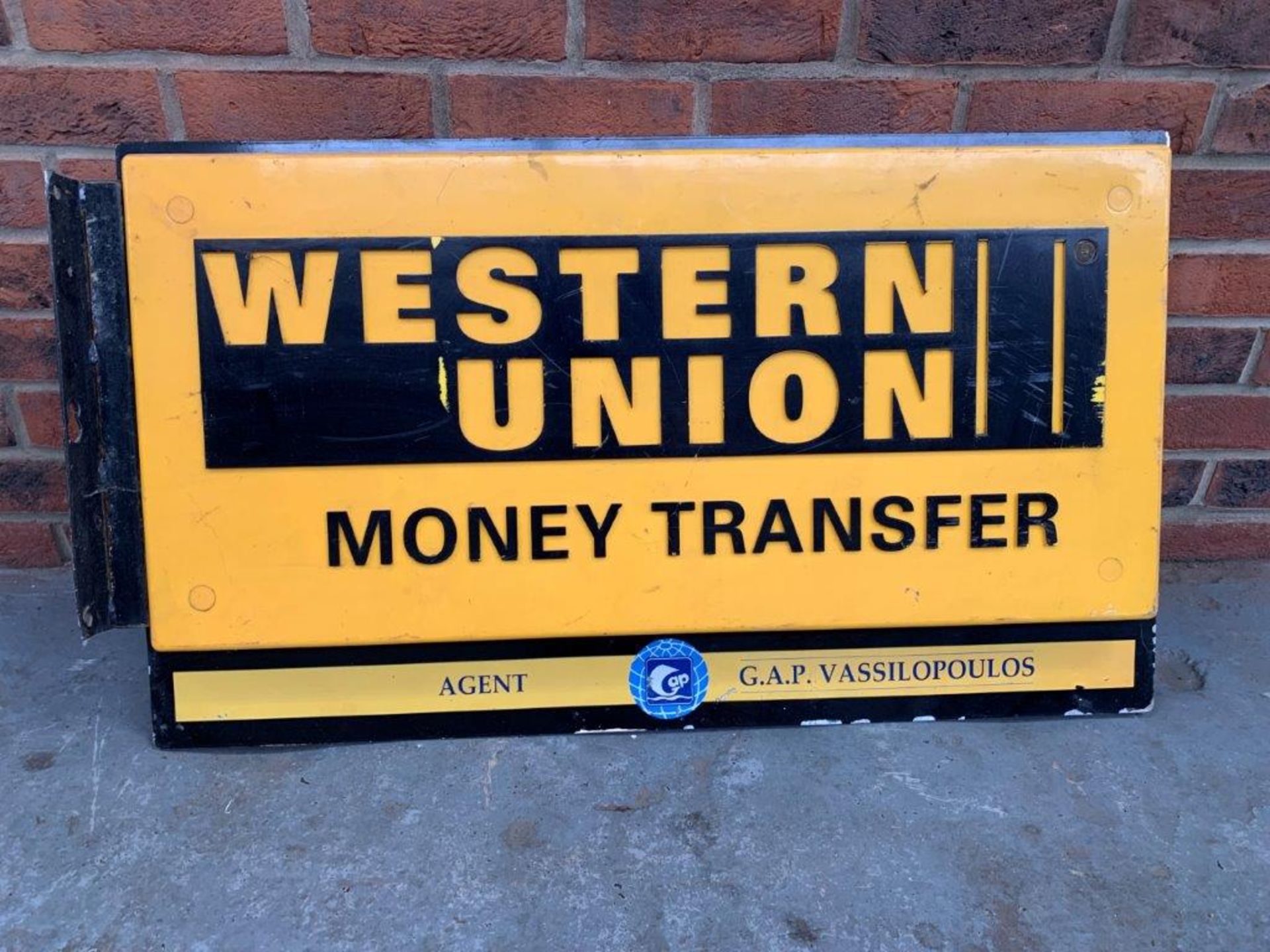 Western Union Double Sided Illuminated Flanged Sign