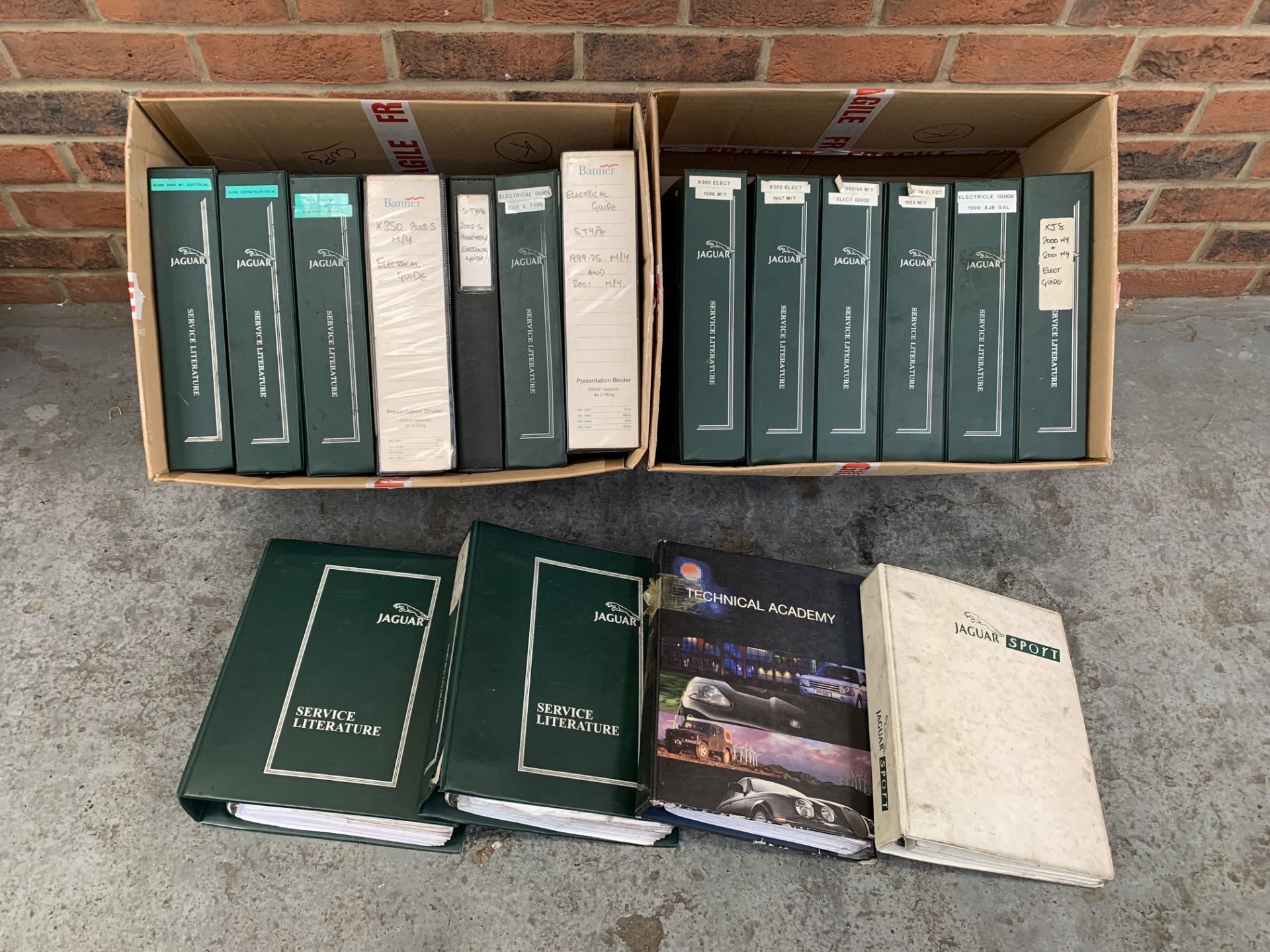 Three Boxes Of Jaguar XJ350/X300/XJ8 & XF Factory Service Manuals