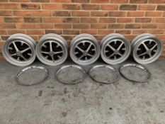 Set Of Five Steel Rostyle Wheels & Four Crome Wheel Embellishers