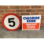 Aluminium Chloride Exide Battery Stockist Sign and A 5 MPH Sign