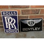 Modern Cast Iron Rolls Royce Sign and Cast Aluminium Bentley Sign