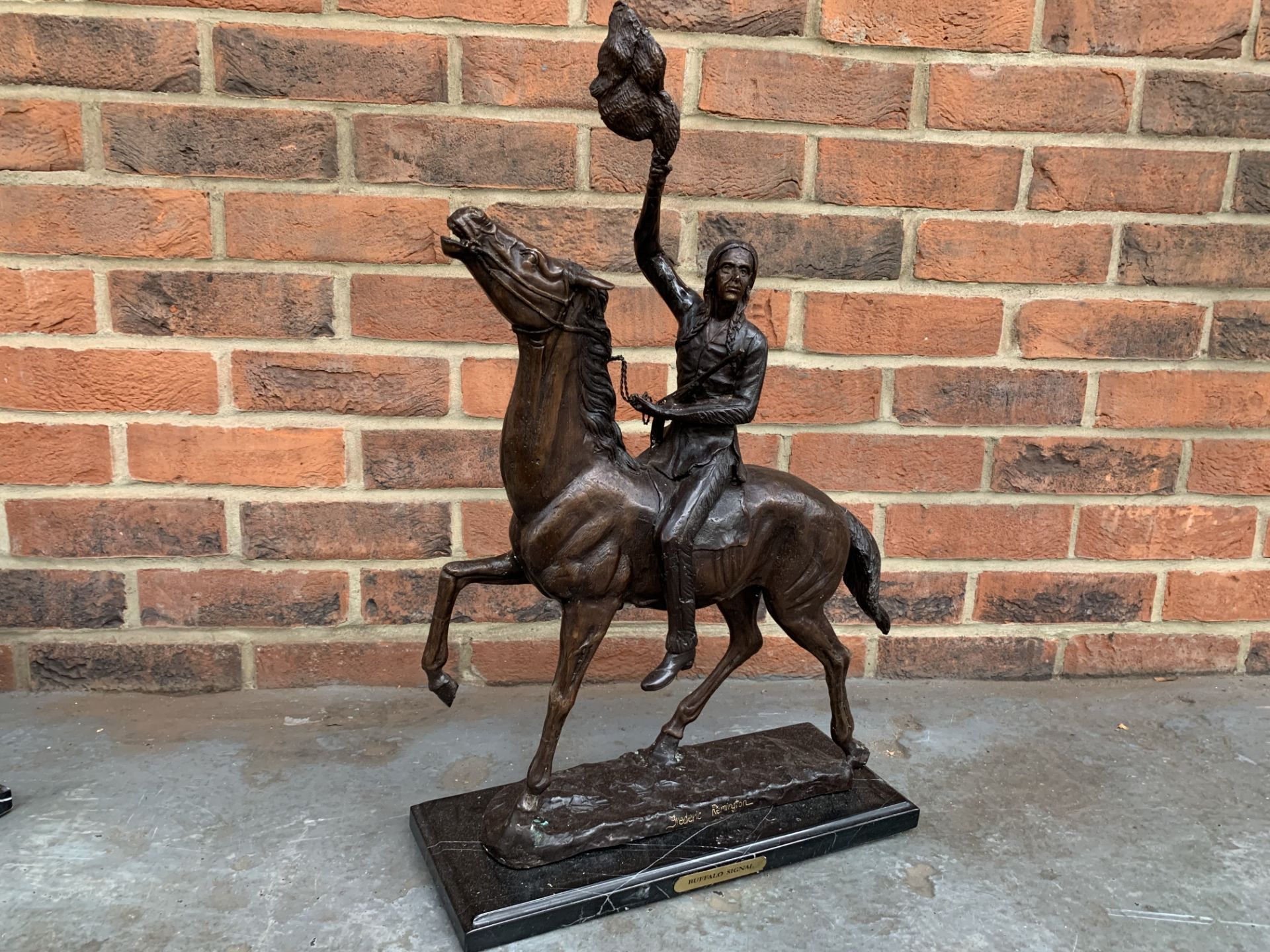 Two Spelter Models Of Native Americans On Horse Back - Image 3 of 3