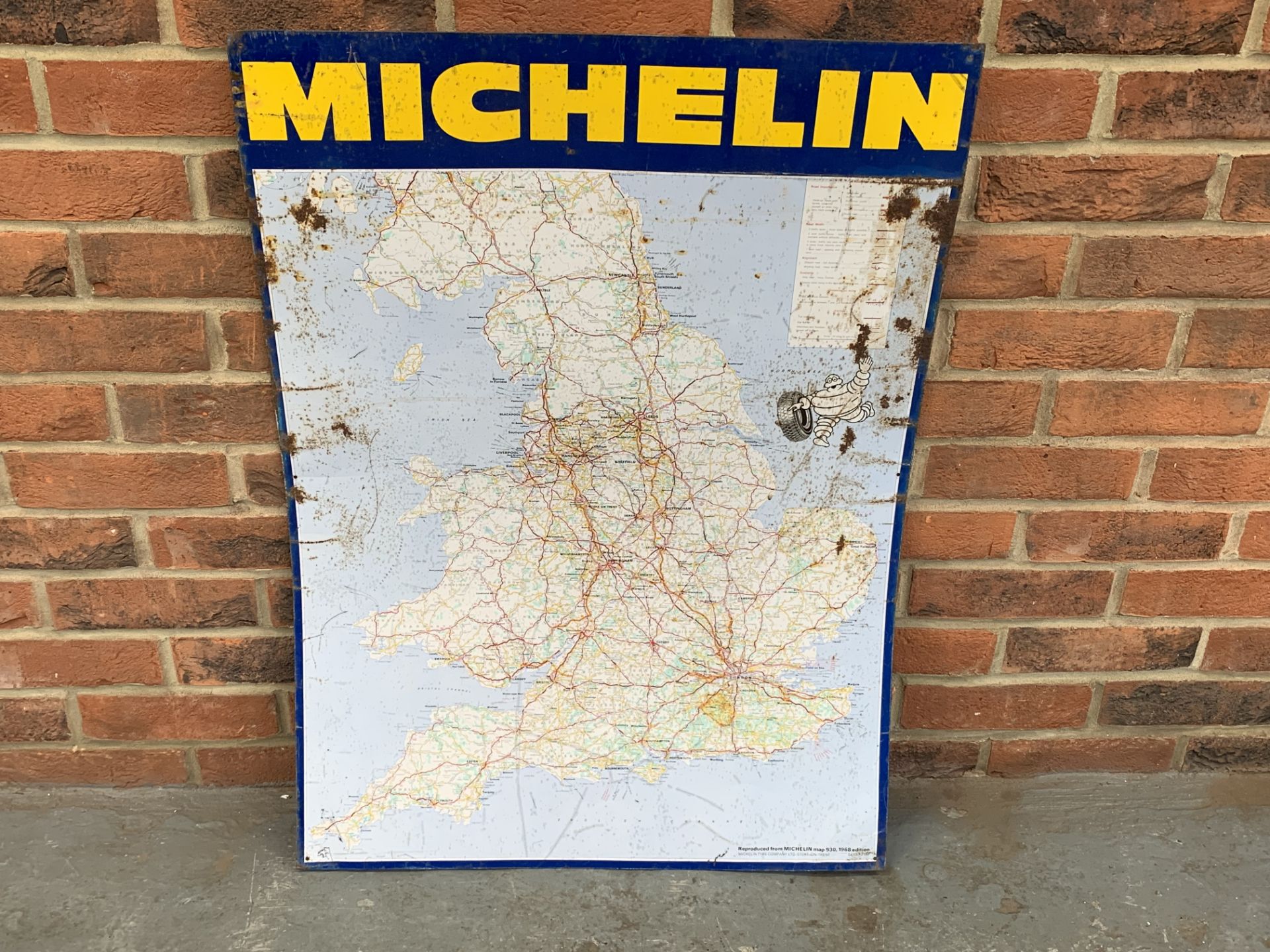 1968 Tin Michelin Map Sign