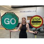 Stop/Go Sign & Stop Works Sign