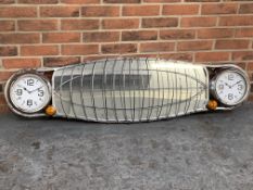 Wall Mirror & Clock Modelled On A Car Grille