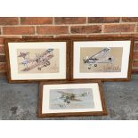 Three Framed KG Mackay Aeroplane Prints